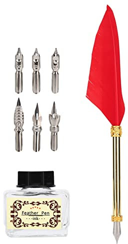 Phefop Kalligrafisches Federstift-Set – Metallmaterial, Hervorragende Kontrolle, Einfacher Tintenfluss – Ideal für Weihnachts-, Geburtstags- und Erntedankgeschenke – Rot, Schwarz oder