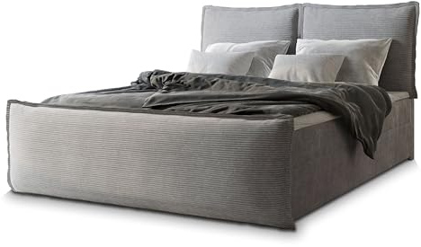 Masseno Boxspringbett Monta 140x200 cm Komplett-Set mit Matratze und Topper, Polsterbett mit Zwei Bettkästen -Hellgrau, Lincoln 86