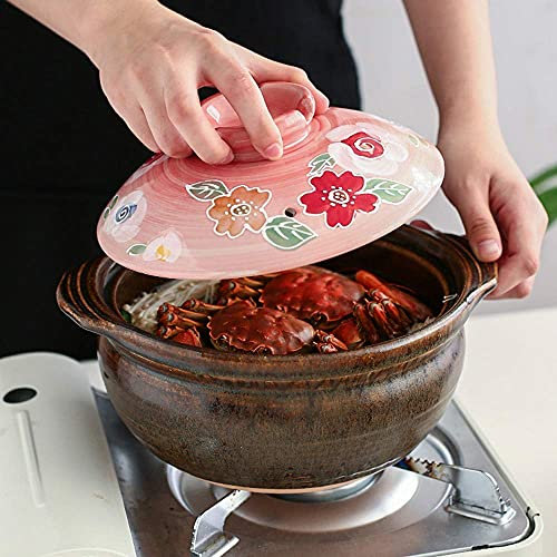 CWCQGH Pentola in Ceramica per Cucinare Stoviglie da Cucina Casseruola Pentola in Terracotta Giapponese Cuociriso, Casseruola con Coperchio in Ceramica, Pentola in Terracotta re