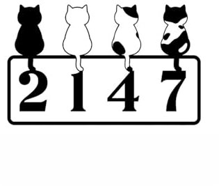 VALINSKY Numeri civici per gatti per esterni Numeri di indirizzo in metallo personalizzati per cartelli di indirizzo di casa familiari gatto numero di casa segno personalizzato numero di casa