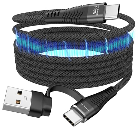TECHGEAR 2 in 1 Magnetisches Ladekabel 100W USB A/C auf USB C Schnellladekabel 5A Kompatibel mit MacBook Pro/Air, iPad Air/Pro 2024, iPhone 16, Galaxy S25 Ultra, Pixel 9, PS5, Switch (2M)