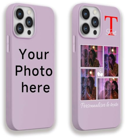DCPPCY Personalisierte Handyhülle mit Foto Text für iPhone 16 Pro Max, Handyhülle Selbst Gestalten mit Mehreren Bild Text, TPU Stoßfest Hülle Personalisierte Foto Hüll für Familie (Mehrfarbig)