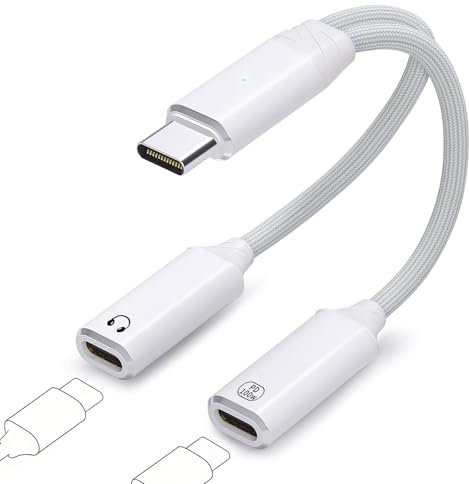 IVIVTOR USB-C Hörlursladdare Splitter - 2 i 1 100W Snabbladdning & Ljud Y-adapter för Typ-C-enheter som Bärbara datorer, Surfplattor och Smartphones - Grå
