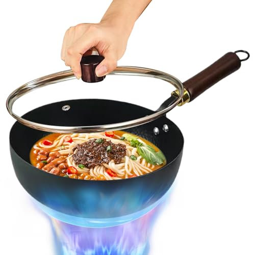 Wok japonais, poêle en fer forgé à la main antiadhésif, épais et antiadhésif forgé à la main pour cuisinière à induction, cuisine, restaurants, maison, camping