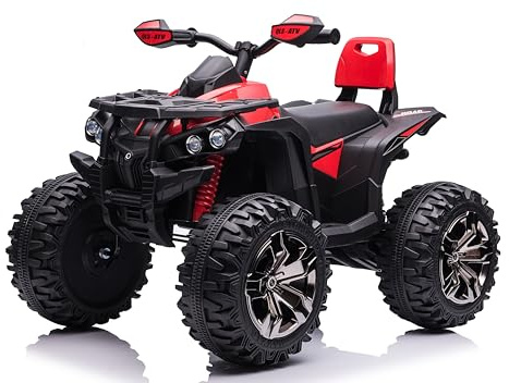 Mondial Toys Quad Elettrico per Bambini 12V Jungle ATV con 2 Motori, Ruote Grandi 36 cm, Ammortizzatori Reali, Batteria 12V 10Ah, Carico 30 kg - Rosso