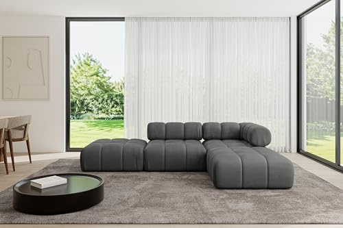 ALTDECOR Ecksofa in L-Form Kerru-L1 285x190x70 - Dunkelgrau | Corner Sofa Bett Eckcouch Couch Wohnlandschaft Cauchsofa