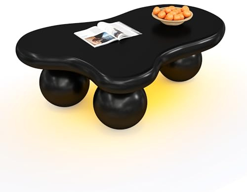Refined Schwarzer Couchtisch im Wolkenstil, Coffee Table, Wolkenform-Design, Rundbein-Design, stilvolles Highlight für modernes Wohnzimmer