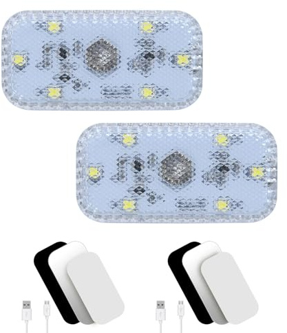 URAQT Auto Innen Beleuchtung, 2 PCS 150MA LED KFZ Innenraumbeleuchtung mit EIN/AUS Schalter USB Sensorlicht Touch Schalterlicht Wiederaufladbar für Auto Wohnmobil Bus Caravan Boat Küche Bad