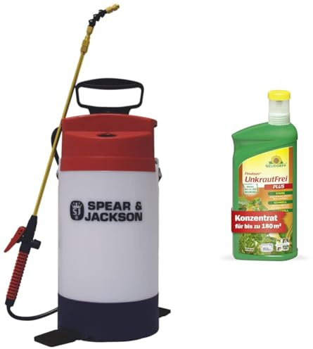 Spear & Jackson Chemikalien-Drucksprüher 5l, merhfarbig+Neudorff Finalsan UnkrautFrei Plus–Kraftvoller, schnell wirkender Unkrautvernichter, der bis in die Wurzel wirkt. Konzentrat für 180m²,1l