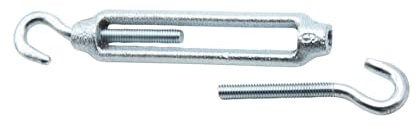 DOJA Barcelona Tensores de Alambre Gancho y Gancho M10 Acero Galvanizado - PACK 4 - Tensor Cable Ajustable para Cuerda de Tendedero o Toldos Resistente - Carga 300 Kg Regulador de Tensión Toldo Vela