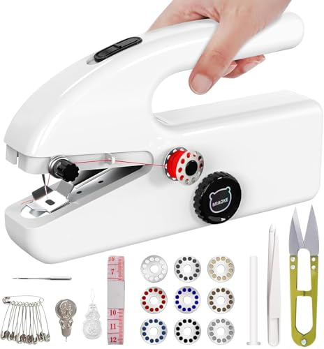 MIAOKE Macchina da cucire portatile con batteria e alimentazione di tipo C, 2 modalità di velocità, mini macchina da cucire per couturier, sartoria, principiante, facile da usare a casa, in studio
