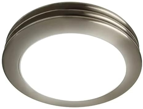 Extractor de aire for baño silencioso, luz LED, 80 CFM, 2.0 sones, ventilación redonda con cubierta de vidrio esmerilado, fácil instalación y ajustable.