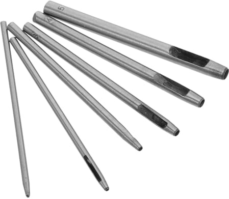 WEKAMOS 6 Piezas Sacabocados para Cuero Punzones Metálicos Redondos Huecos Herramienta Perforadora para Cinturones Correas de Reloj Papel y Plástico Acero Duradero y Portátil