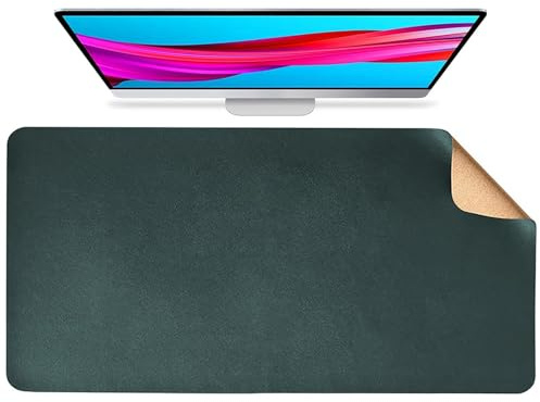 Große Kork Schreibtischunterlage, Doppelseitige Maus- und Tastaturunterlage aus Korkleder, Rutschfeste leicht zu reinigende Computerunterlage für Zuhause(DarkGreen,100x50cm)