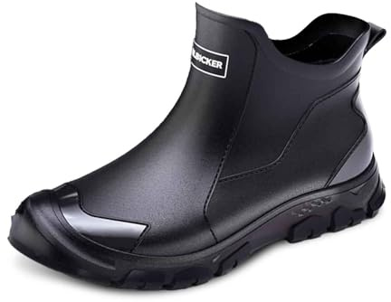 Generisch Gummistiefel Herren Extra Weit - Halbhoch Regenstiefel Weitschaft Gartenstiefel Wasserdicht Kurze Gummischuhe Männer Rutschfeste Angelstiefel Gummischuhe Waterproof Regenschuhe Boots Leder