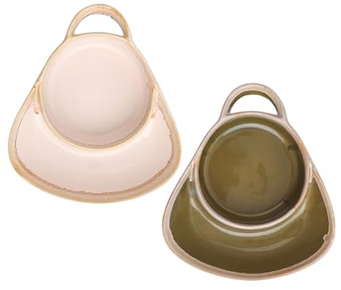 Ameble Combo de Plato de Sopa y sándwich de 2 Piezas, tazón de Sopa y Galleta de cerámica Retro con asa para Desayuno, refrigerio, Ensalada, Postre Plato de sándwich, tazón de Galleta, Bo