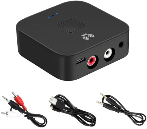 Ubric NFC Bluetooth 5.0-mottagare, Bluetooth-ljudadapter för stereosystem, trådlös HiFi-ljudadaptermottagare med 3,5 mm AUX-uttag