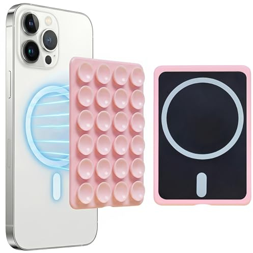 BCHMN Ventosa per Telefono, Supporto Magnetico a Ventosa, Possono Essere Montate Su Qualsiasi Superficie Liscia, Adatte per Bagno, Cucina, Palestra, Video e Selfies TikTok (Rosa)