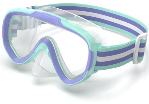 ACURE Kids Swim Goggles for Boys Girls Ages 3-14, Anti-Fog Snorkel Mask Set with Nose Cover and Fabric Strap Children Diving Mask in Swimming Pool for Youth