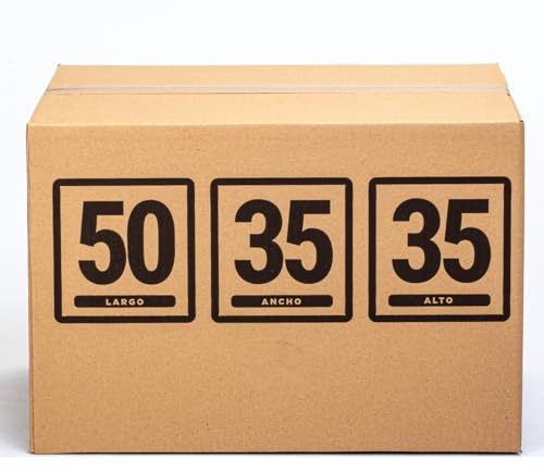 TELECAJAS | 10 Cajas 50x35x35 cm de Cartón con Asas de Mudanza Grandes Resistentes | Ideales para Ropa y Envíos | Regalo 1 Precinto Adhesivo cierre de Cajas | Pack de 10 + Cinta