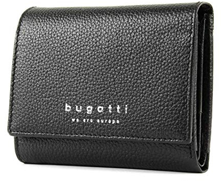 bugatti Linda Portemonnaie Damen Klein, Kleine Geldbörse Überschlag Damen, Mini Geldbeutel, Schwarz