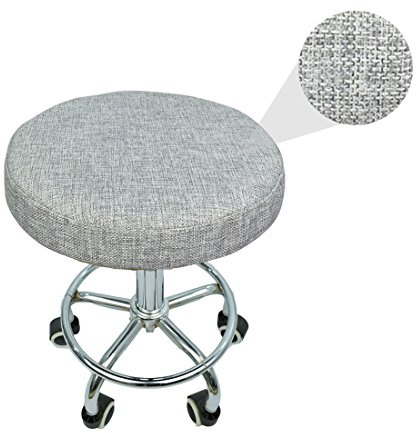 Levoberg Hocker Bezug Stretch, Hockerbezug rund Stretch aus Leinen rund Bar Bezug Sitz Kissen Durchmesser 40cm