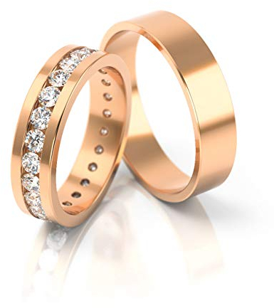 JC Gold Trauringe - Rotgold Eheringe inklusive Steine und Gravur im Paarpreis PL084 (18 Karat (750) Rotgold)