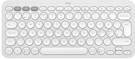 Logitech Pebble Keys 2 K380s – trådlöst Bluetooth-tangentbord för flera enheter med anpassningsbara genvägar, Easy-Switch för Windows, macOS, iPadOS, Android, ChromeOS, QWERTY Pan Nordic, Vit