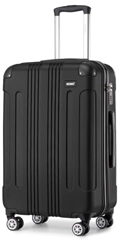 Kono 28 Inch Large Hard Shell Luggage ABS+PC Lightweight Suitcase with 4 Wheels Spinner Business Trip Trolley Case Suitcase (Black)