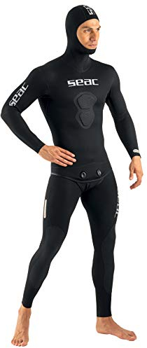 SEAC Black Shark Taucheranzug für Apnoe, Neopren, 3 mm, zweiteilig, Geteilte Innenseite für Herren, Schwarz, L