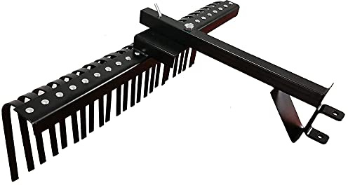 Field Tuff FTF-48SHLR 48 Inch Wide Heavy Duty Steel Sleeve Hitch Landscape Rake for Lawn Tractor or Riding Mower with Rust Resisting Coating, Black