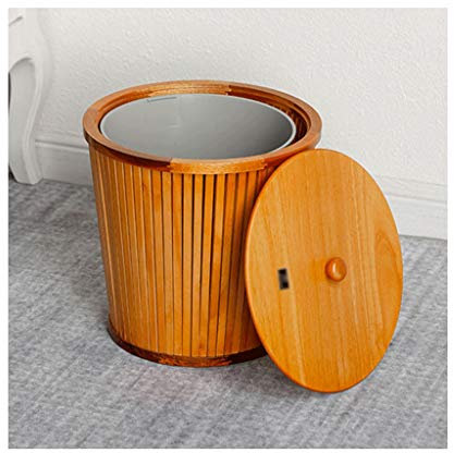 MYBA Mülleimer Bambus Papierkorb for Schlafzimmer Kleinen Bambus Papierkorb for Bäder, Büros, oder Küchen aus Holz Schlafzimmer Müllbehälter Abfalleimer (Color : Orange)