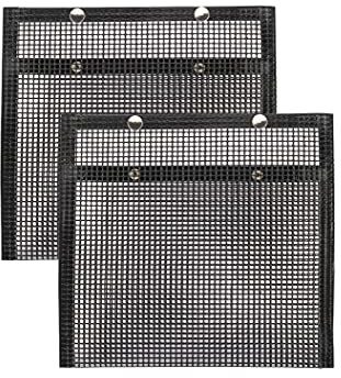 Tiardey 2pcs 8.6x10.6Inch Grill Mesh Bag,Non-Stick Baked Bag Grilling Baking High Temperature Resistant,Reusable for Outdoor Picnic Cooking BBQ