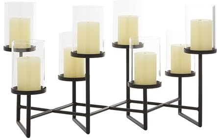 Deco 79 Kandelaber, Metall, massiv, 66 x 30,5 x 38,1 cm, Schwarz