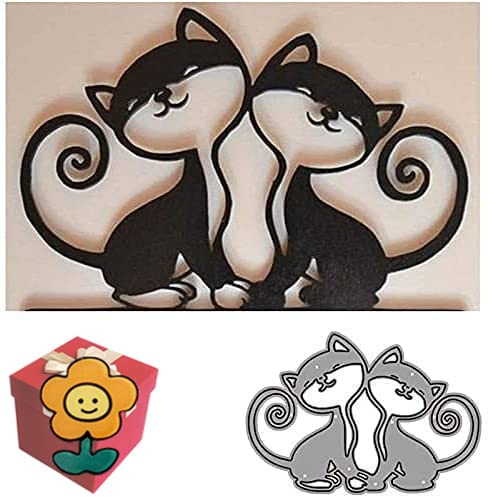 2 x Metall-Stanzformen mit Tierkatzenmotiv, 2 Stück, für Einladungskarten, Stanzschablonen für Bastelarbeiten, Scrapbooking, Fotoalbum, dekorative Prägepapier-Stanzformen für Kartengestaltung, Vorlage