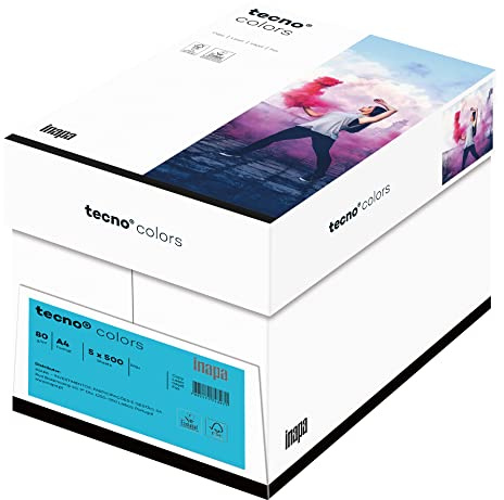 inapa farbiges Kopierpapier, buntes Papier tecno Colors: 80 g/m², A4, 2.500 Blatt (5x500), blau
