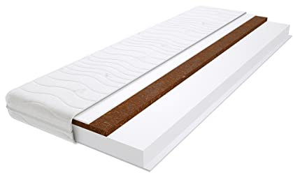 Godre Schaumstoff Matratze 90x210 cm Doppelmatratze, H3 & H5 Komfortschaummatratze 10 cm Hoch Kokosfaser mit Klimafaser, Hypoallergen, HR-Schaum, Wendematratze, Gesteppter & Abnehmbarer Bezug Dora