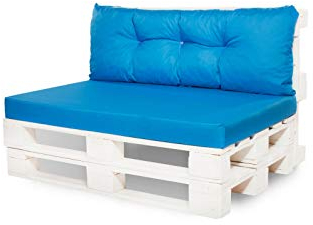 Palettenkissen Outdoor - Palettenkissen wasserfest - Palettenkissen Set (Set sitzkissen 120x80 + rückenkissen 120x40, Blau)