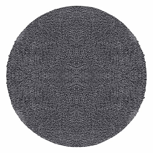 Carpetsale24 Teppich Wohnzimmer Shaggy Flokati Einfarbig Design 120 cm Rund Grau - Hochflor Teppich Schlafzimmer Pflegeleicht und Super Weich - Flauschiger Teppich Langflor 50 mm Florhöhe Runder