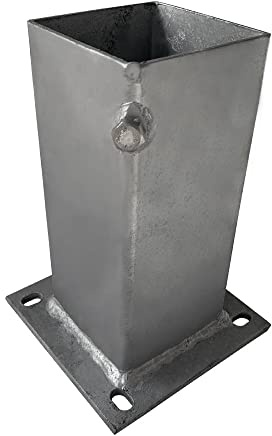 Fourreau à platine pied de poteau acier galvanisé. Fixation poteau disponible en plusieurs tailles -