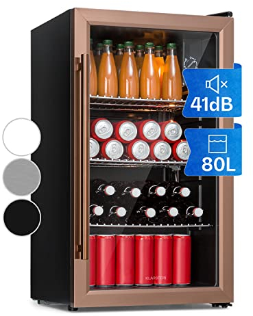 Klarstein XXL Mini Kühlschrank mit Glastür & LED, für Zimmer, Getränkekühlschrank Klein mit 3 Ablagen, 80L, Indoor/Outdoor, Leise & Wetterfest, 3-10°C