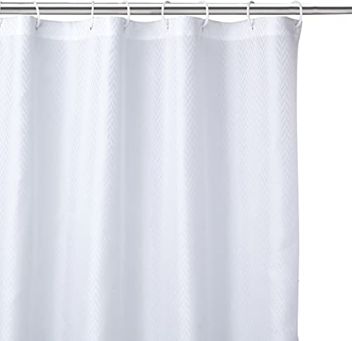 Encasa XO Duschvorhang, Anti Schimmel, Waschbar 180x180 cm White | Wasserdicht & Schimmelresistent | Schnelltrocknender Stoff | Einfache Installation | Set mit 10 Haken