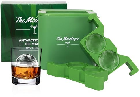 The Mixologer Antarctic Clear Ice Maker - Macchina per ghiaccio a due sfere, con coperchio, facile da usare, perfetta per cocktail, whisky, bourbon, brandy