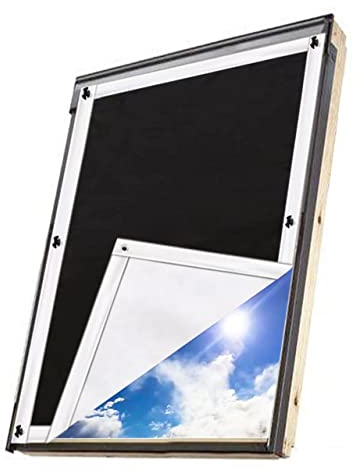 Update Sonnenschutz Dachfenster Rollo Verdunkelungsrollo, Verdunklungsstoff Rollo Verdunkelung Hitzeschutz ohne Bohren Hitzeschutzrollo für Velux- und Roto-Fenster in verschiedenen Größen 96 * 115cm
