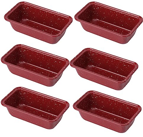 HYTK Small Mini Loaf Pans Nonstick Bread Pans Set for Toast Cute Little Cake Baking Tin 6.1x3.5x1.77 inch (Inner 4.5x1.77 Bottom, 5.3x2.75 Top) Carbon Steel Oven Air Fryer Instant Pot Bakeware 6 Pack