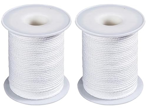 Mechas para Velas, 2 Rollos 200 ft/ 61 m Mechas de Algodón Natural para Hacer velas DIY Material para Velas