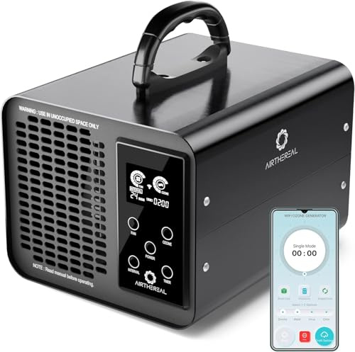 Airthereal MA10K-PRO SMART WLAN-ozongenerator – luktborttagare, deodoriserare och sterilisator med justerbar kraft och timer – svart