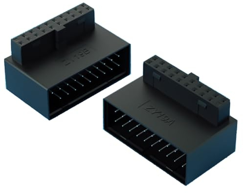 WLGQ Adaptador de extensión USB 3.0 en ángulo recto de 90 grados 19/20 pines macho a hembra, conector de placa base para una gestión de cables optimizada y montaje de PC sin esfuerzo (A+B)