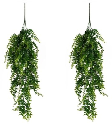 BEIJIALY 2 Pcs Plantes Artificielles Suspendues, Fausses Fougères Suspendues, Faux Lierre Faux Plantes de Verdure Fausses Fougères de Boston Vignes de Lierre en Plastique Plantes Murales de(Vert)