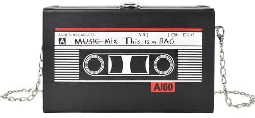 Colexy Vintage Radio Geformt Handtasche, Schräge Schultertasche Handtasche, Crossbody Umhängetasche, Pu Geldbörse für Frauen, Schulter Tasche, Schultertasche 90s Kettenbeute Party Damen